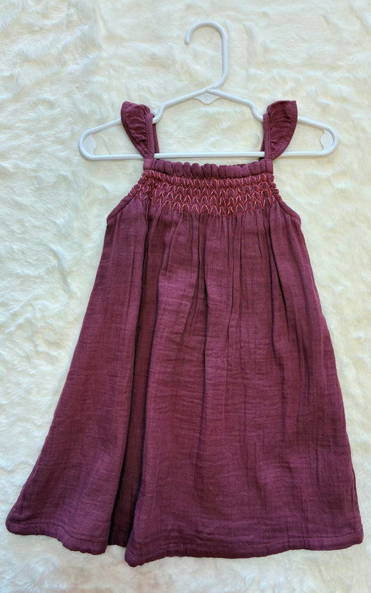 Girls summer dress in burgundy with ruffled straps Size 18-24mons NWT