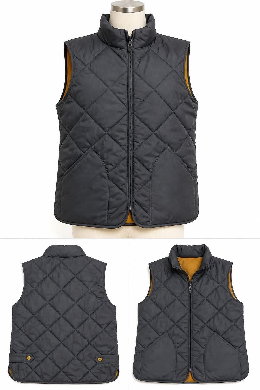 Classic Club Boys Size 14/16 Black Diamond Quilted Zip Vest