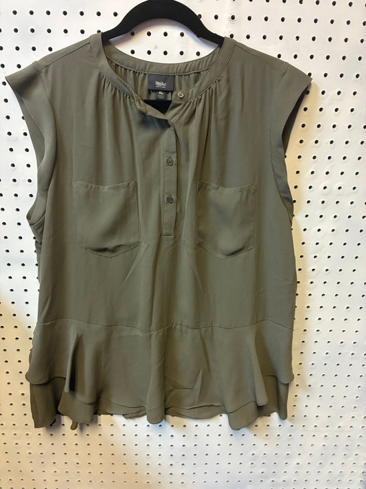 Mossimo Olive Green Button-Front Blouse with Two Front Pockets-Casual Top/ Blouse Women Size XL