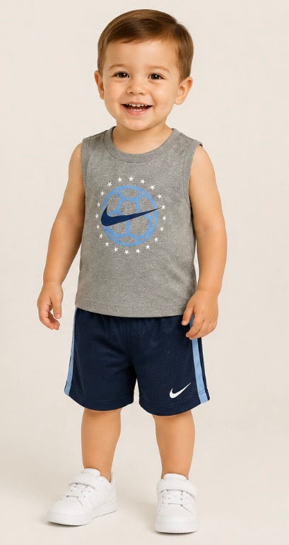 Nike Baby Boys 2-Piece Athletic Outfit Set Gray & Navy – 18 Months