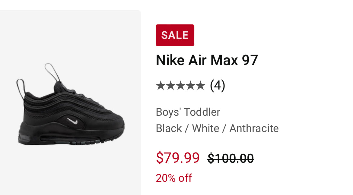 Nike Air Max 97 Infant/Toddler Size 5c- Great Condition