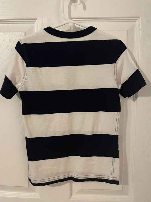 POLO Ralph Lauren Boys Striped T-shirt – Size 6 – White & Green – Button Pony