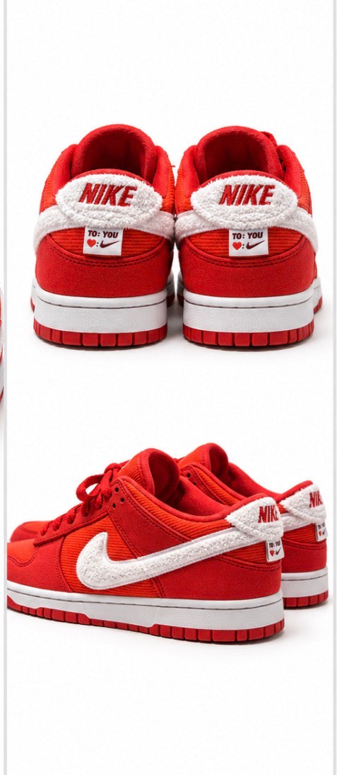 Nike Dunk Low Valentine’s Day Sole Mates Girls Size 7Y Red