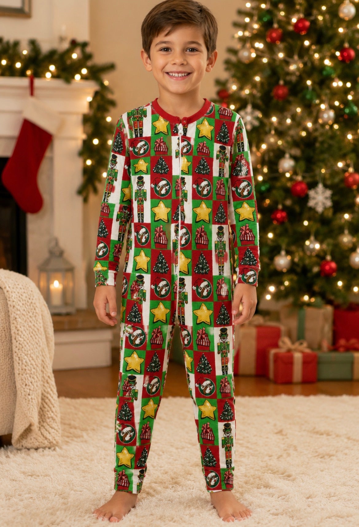 Kids Christmas Nutcracker One-Piece Pajamas Size Youth Large