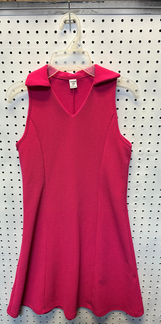 Tween Girl Elegant Collar V-Neck Cinched Waist A-Line Umbrella Dress- Size 12y