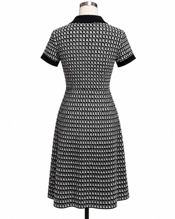 Fashion Nova Black & White Geometric Print Collared Midi Dress – Size TALL Large