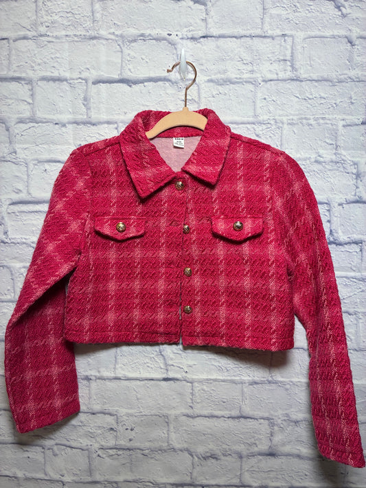 SHEIN Plaid Pattern Tweed Jacket & Skirt Girls size 11-12Y