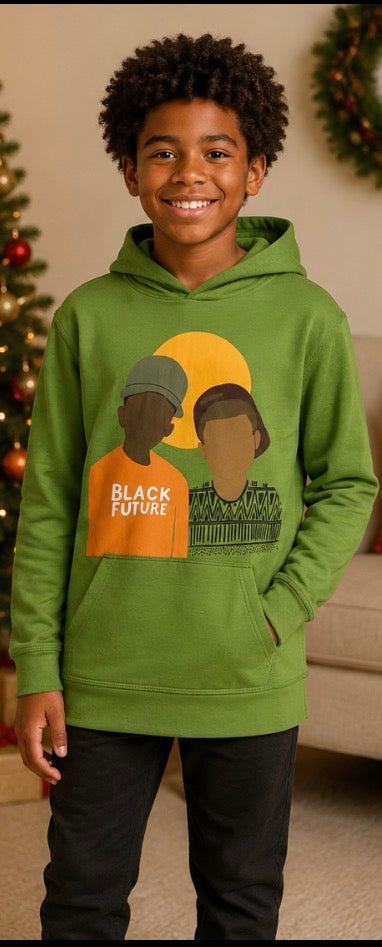 Boys Black Future Graphic Hoodie – Green – Size 12/14