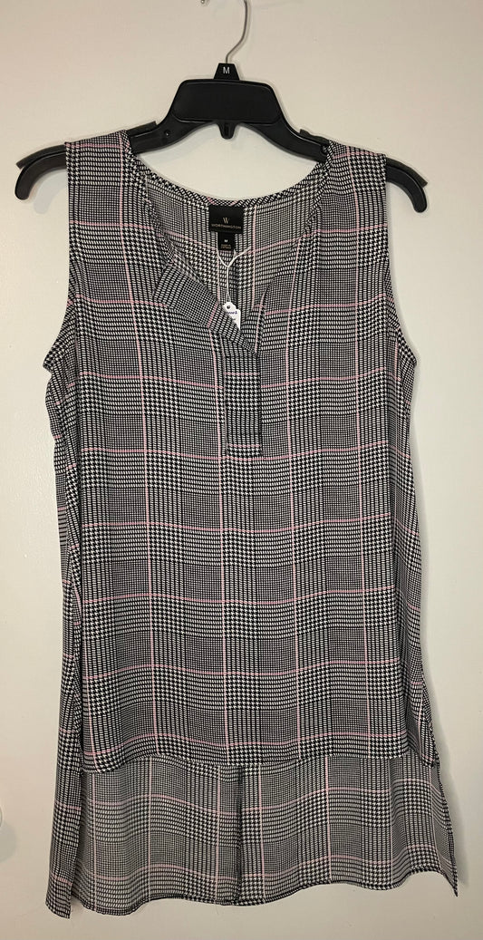 Worthington-black-and-pink-plaid-high-low-tank-top~Women’s Size Medium ~Great Condition