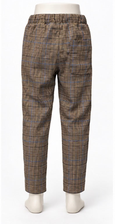 H&M Boys Brown Plaid Casual Pull-On Slacks NWT Size 6
