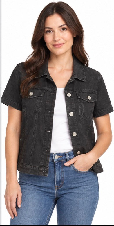 Hengsheng Jeans Women’s Black Cropped Denim Jacket Size XL