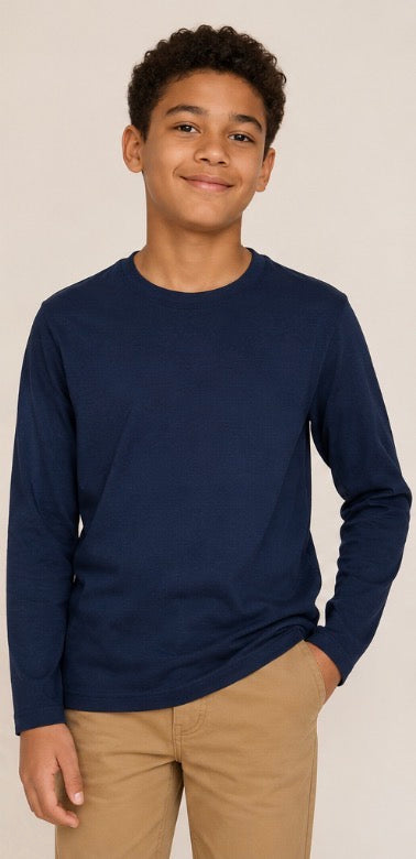 Cat & Jack Boys Navy Blue Long Sleeve Shirt – Size XL (14)