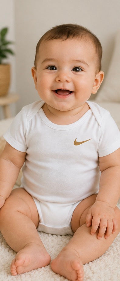 Nike Baby White Short Sleeve Swoosh Bodysuit Onesie