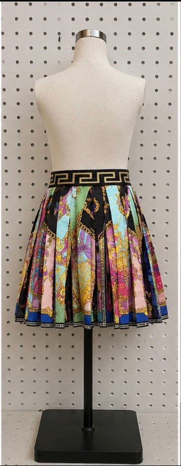 VERSACE Girl’s Poli I Ventagli Pleated Skirt, Size 8