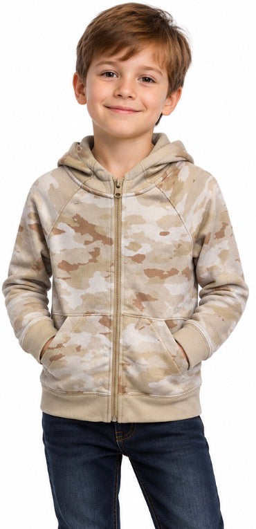 Carter’s Boys Tan Camouflage Full-Zip Hoodie Size 7/8