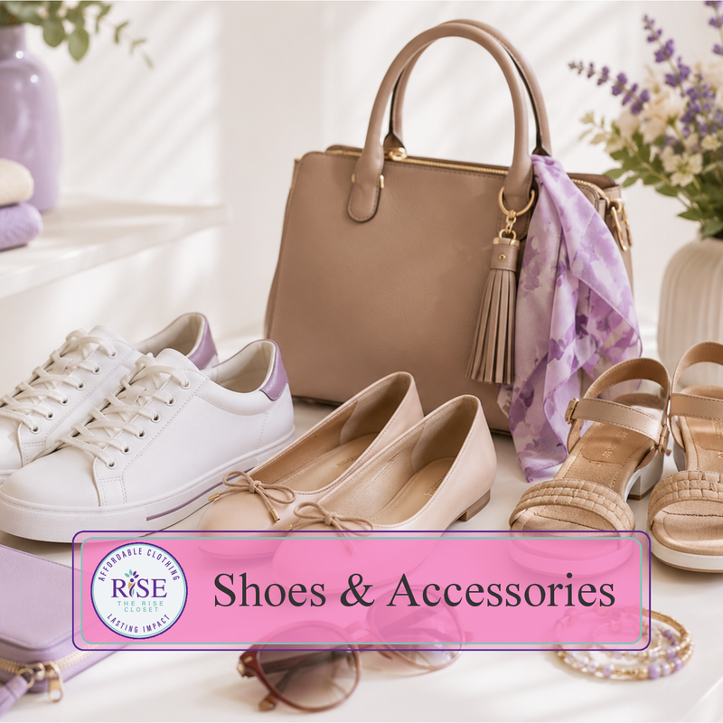 Complete the outfit with shoes and useful finishing touches.