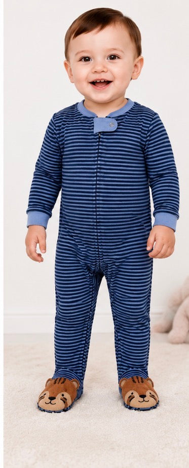 Carter’s Baby Boys 18M Blue Striped Footed Pajamas