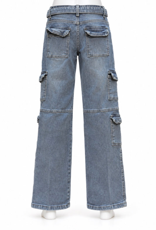 Red Bottom Cargo Jeans Pants with Belt Size 16