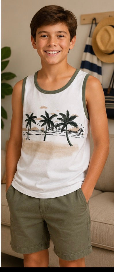 Children’s Place Boys Palm Tree Tank Top — Size 14