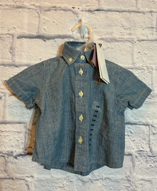 Polo Ralph Lauren baby boy's short-sleeve denim sport shirt -Size 3 Mons- New With Tags