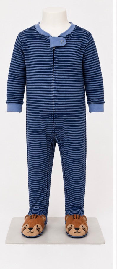 Carter’s Baby Boys 18M Blue Striped Footed Pajamas