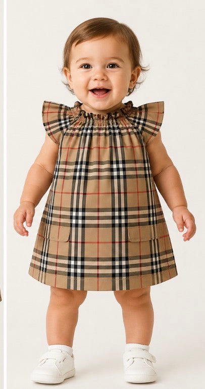 Burberry London Baby Girls Check Ruffle Dress 12M 80cm