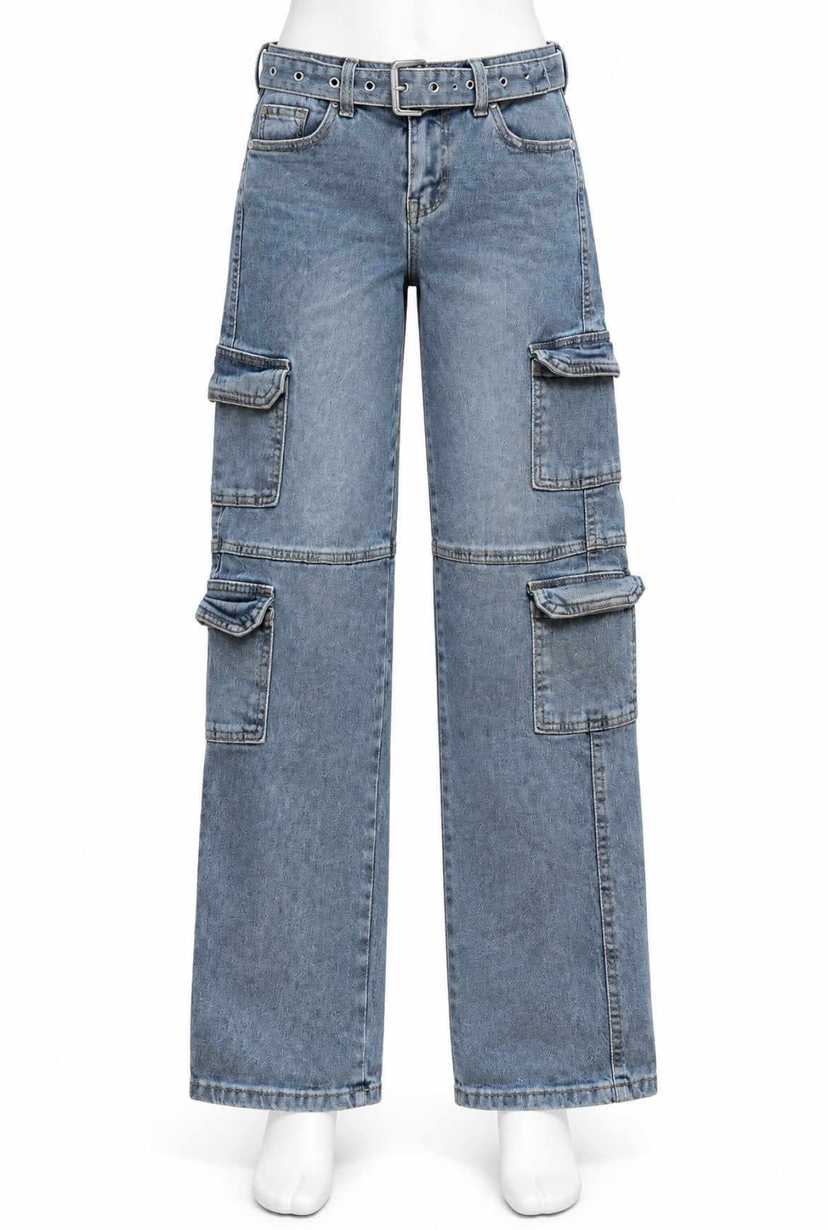 Red Bottom Cargo Jeans Pants with Belt Size 16
