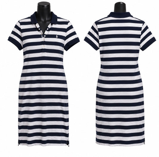 Polo Ralph Lauren Women’s Navy White Striped Polo Dress Size Medium