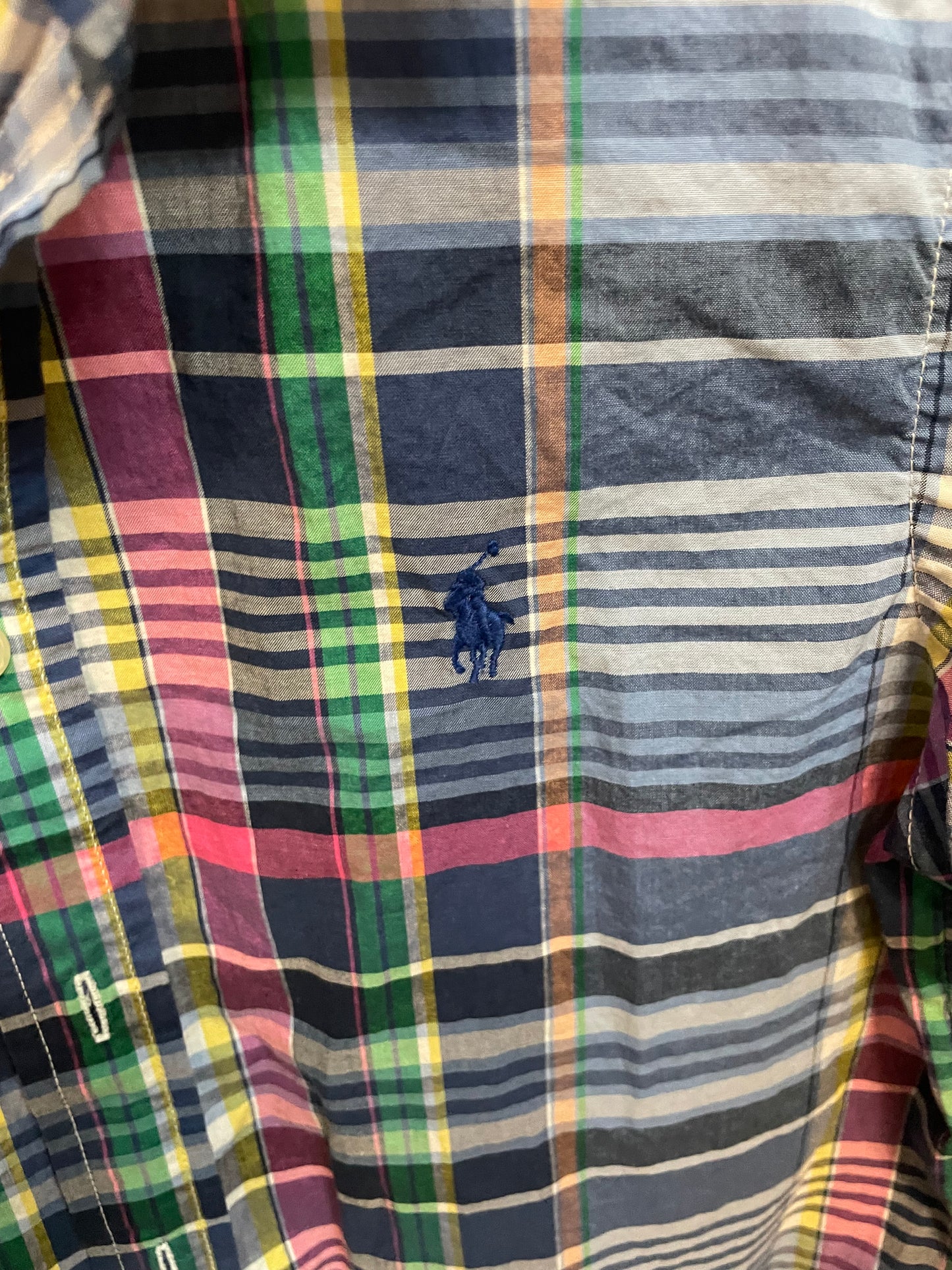 Polo Ralph Lauren Classic Fit Plaid  Blue Short Sleeve Boys Size 10/12