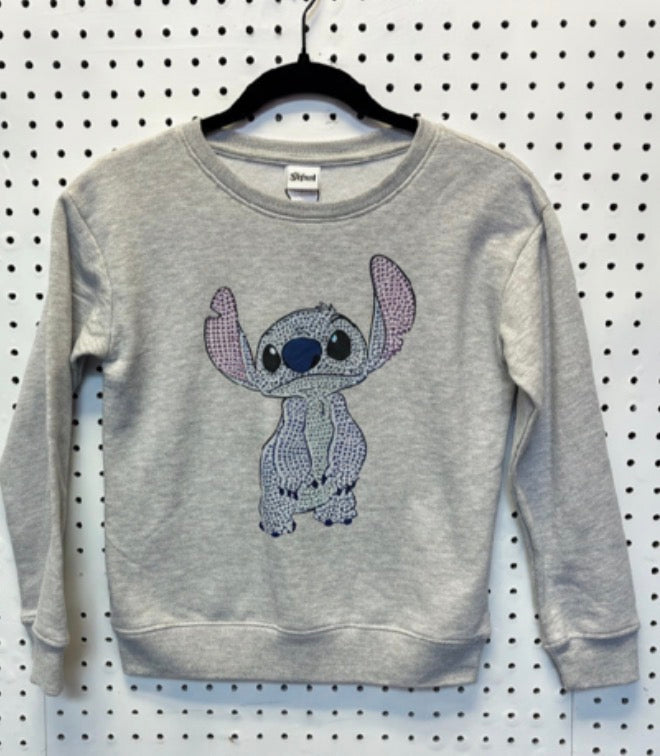 Disney Girls Gray Lilo & Stitch Sequin Sweatshirt Size 10/12