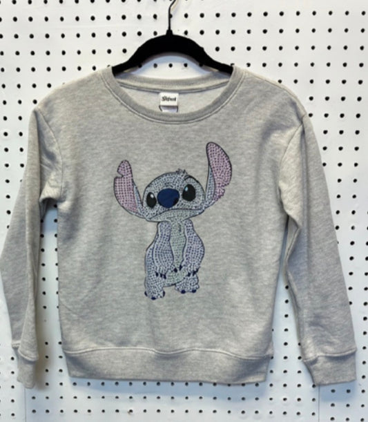 Disney Girls Gray Lilo & Stitch Sequin Sweatshirt Size 10/12