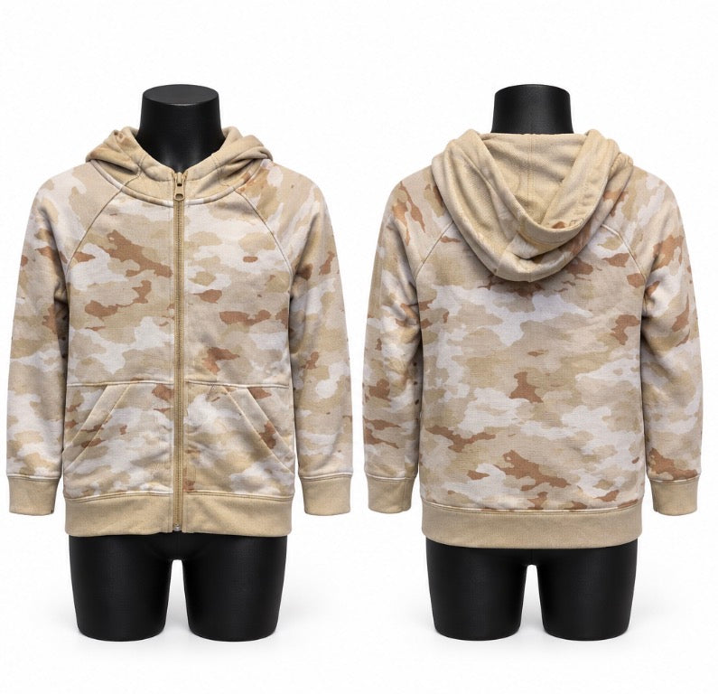 Carter’s Boys Tan Camouflage Full-Zip Hoodie Size 7/8