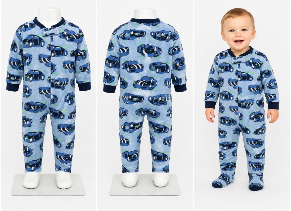 Simple Joys by Carter’s Boys 24M Blue Car Print Fleece Footed Pajamas