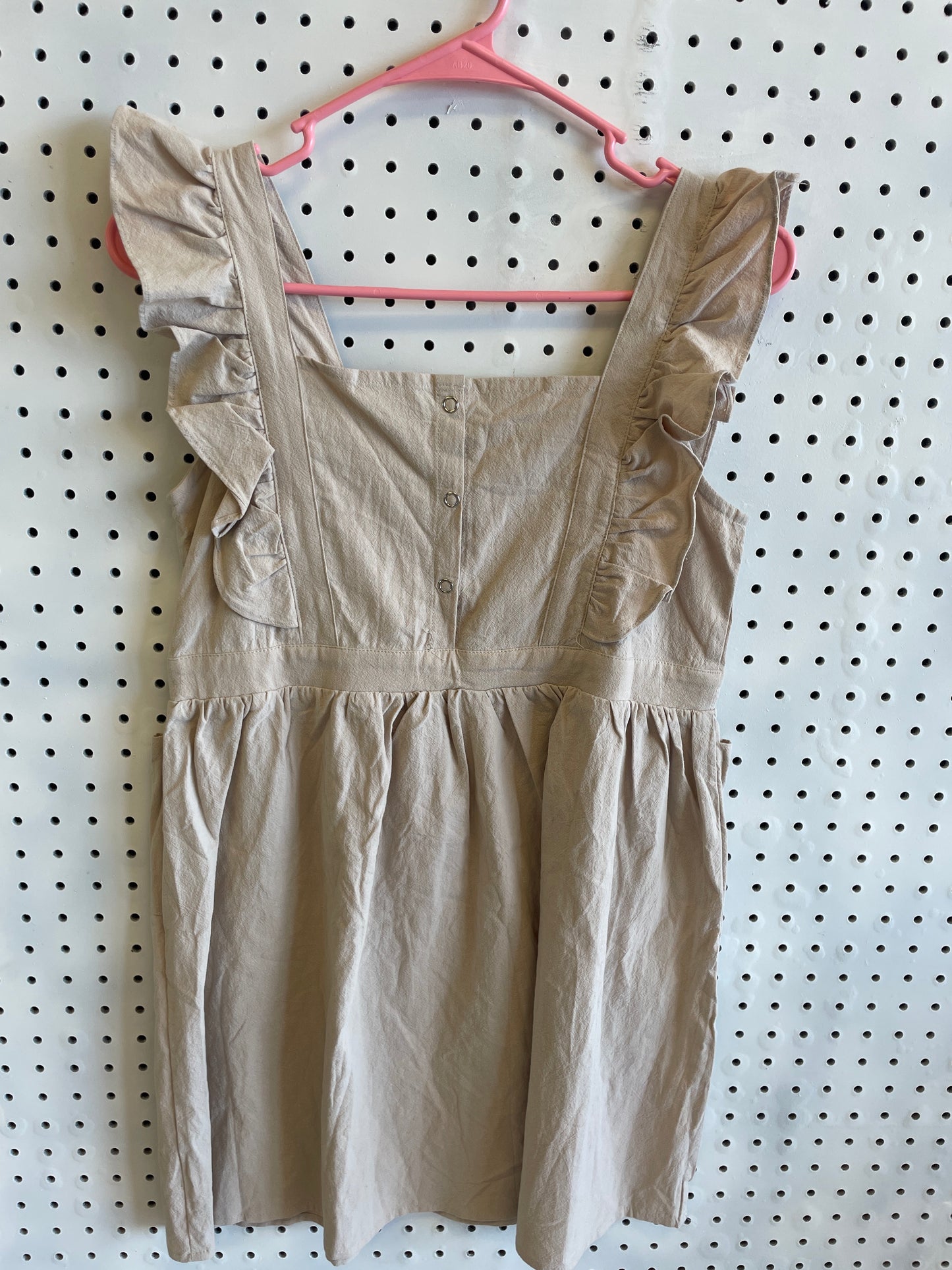 Girls Ruffle Sleeveless Khaki Dress- Size 10/12