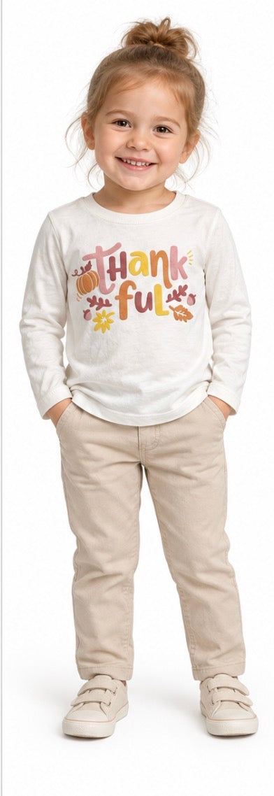 Carter’s Toddler Girls Thankful Thanksgiving Shirt Ivory Size 2T