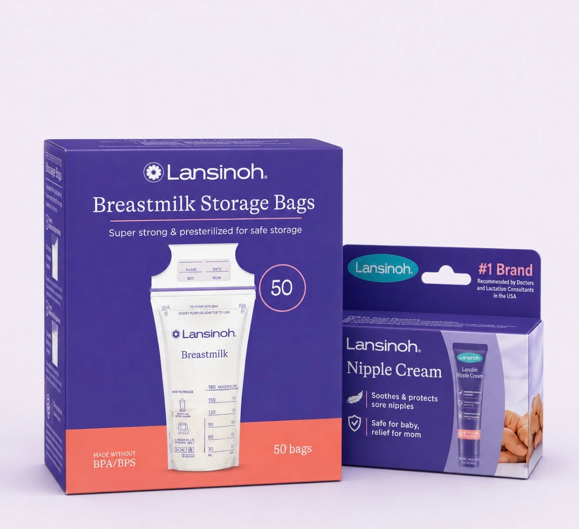 Lansinoh Breastfeeding Essentials Set – Storage Bags & Nipple Cream
