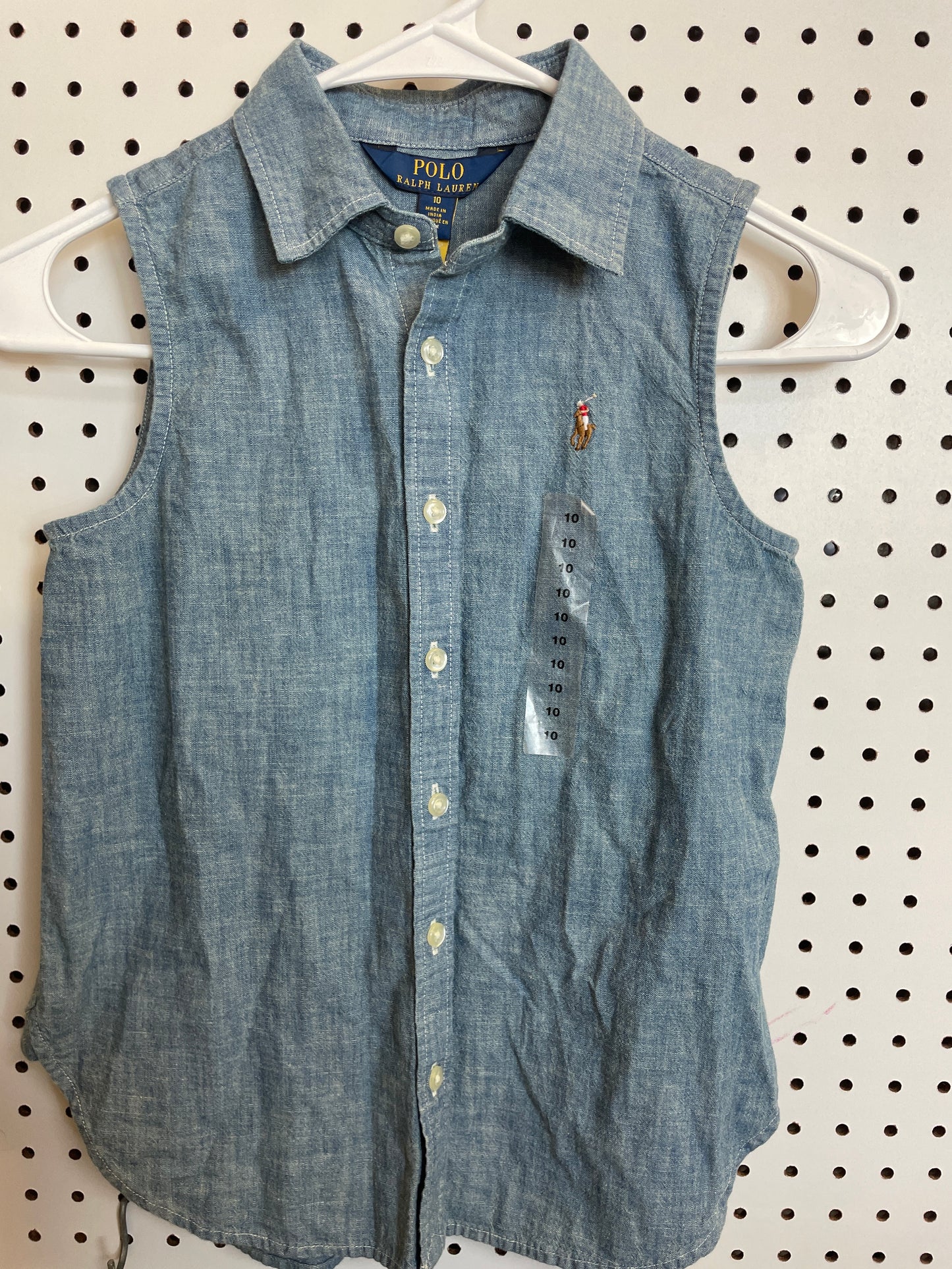 Polo Sleeveless Denim Girls Top Size 10-New With Tag