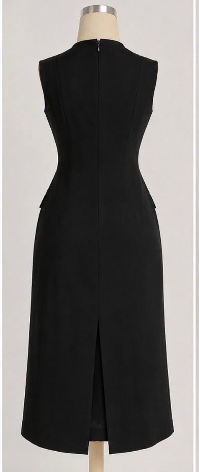 Black Sleeveless Midi Dress — Size Medium