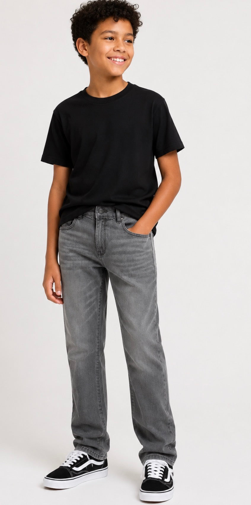 The Children’s Place Boys Gray Stretch Straight Leg Jeans – Size 12