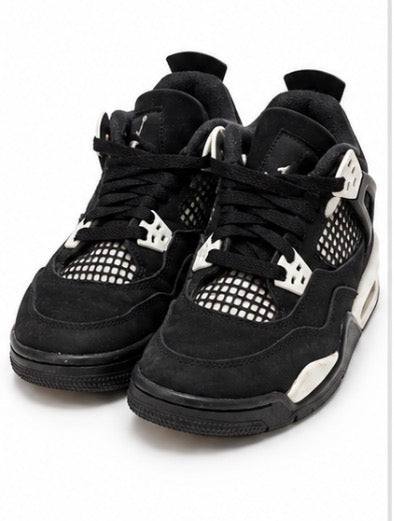 Jordan 4 Retro Black White Boys Sneakers Size 4.5Y