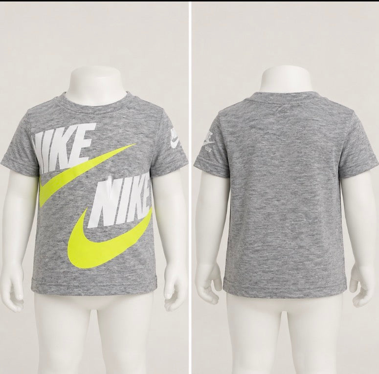 Nike Baby Boys Gray Neon Swoosh Graphic T-Shirt Size 12mons