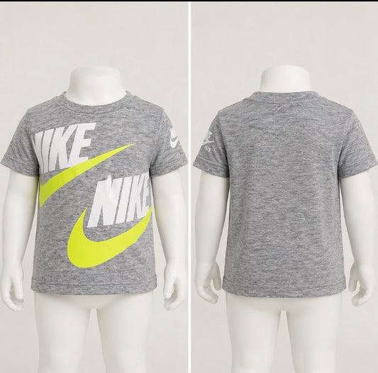 Nike Baby Boys Gray Neon Swoosh Graphic T-Shirt Size 12mons