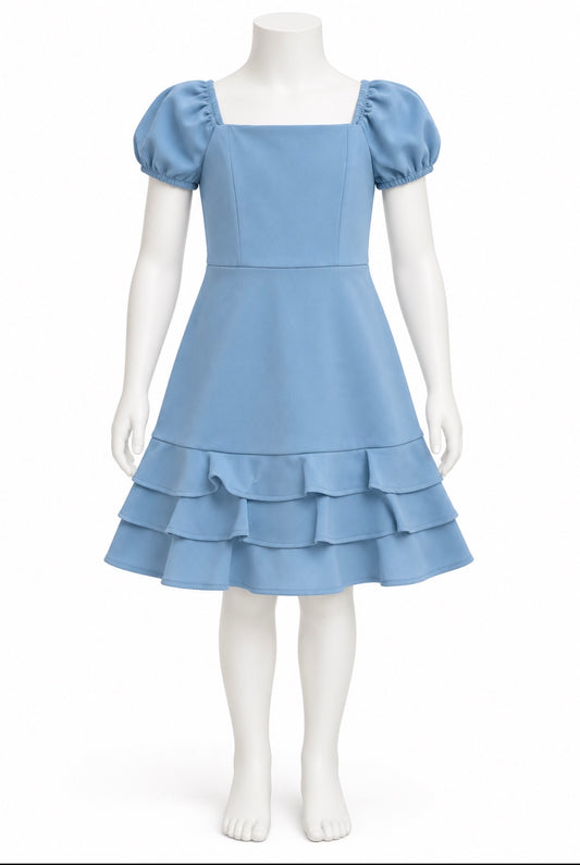 Rare Edition Light Blue Girls Summer Dress with Ruffle Hem Size 12