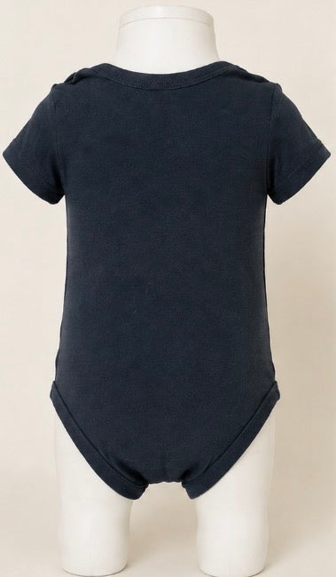Nike Baby Navy Blue White Swoosh Short-Sleeve Bodysuit Size 18mons