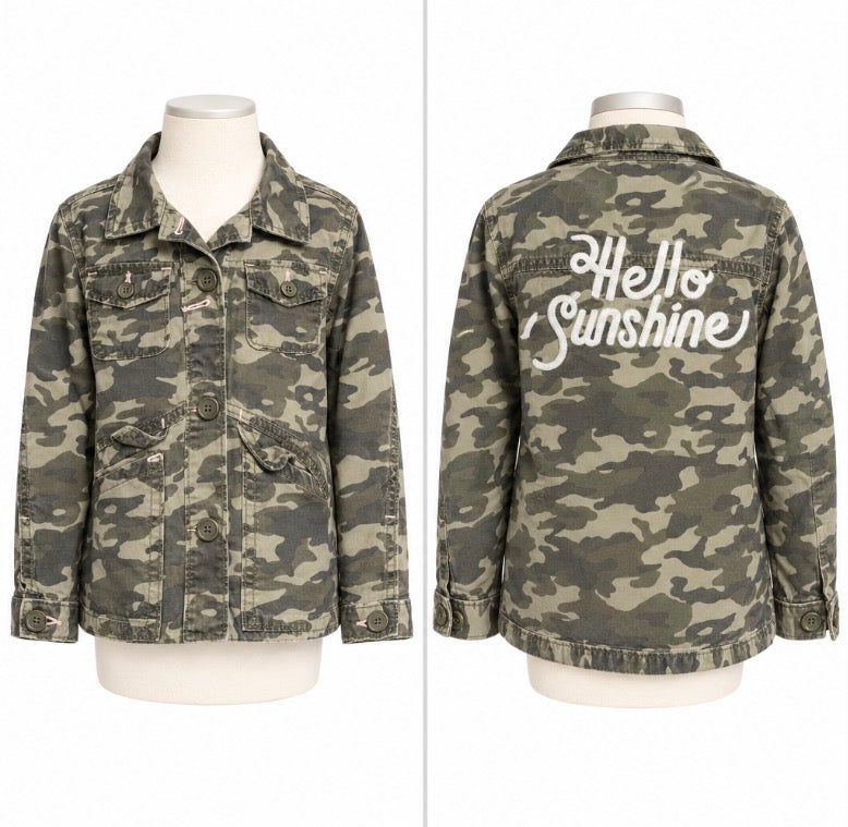 Gymboree Girls Hello Sunshine Camo Utility Jacket Size 7–8