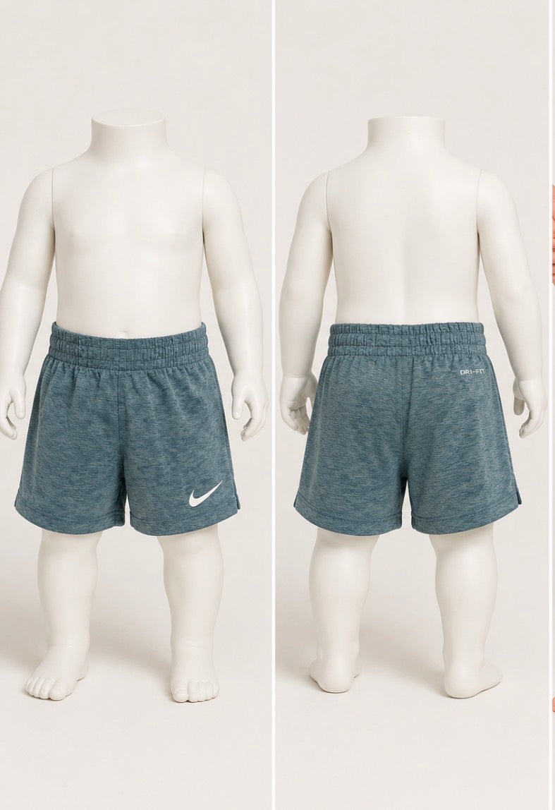 Nike Dri-FIT Baby Boys Heathered Teal Athletic Shorts Size 12mons