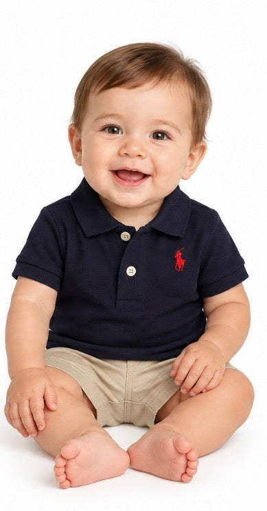 Navy blue Red Logo Polo - Size 9mons NWT