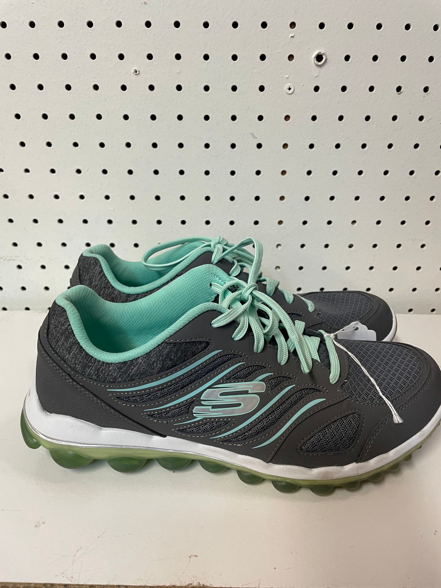 Skechers Skech Air Sneakers Women’s Size 10 Gray Green Running Shoes Lace Up Active