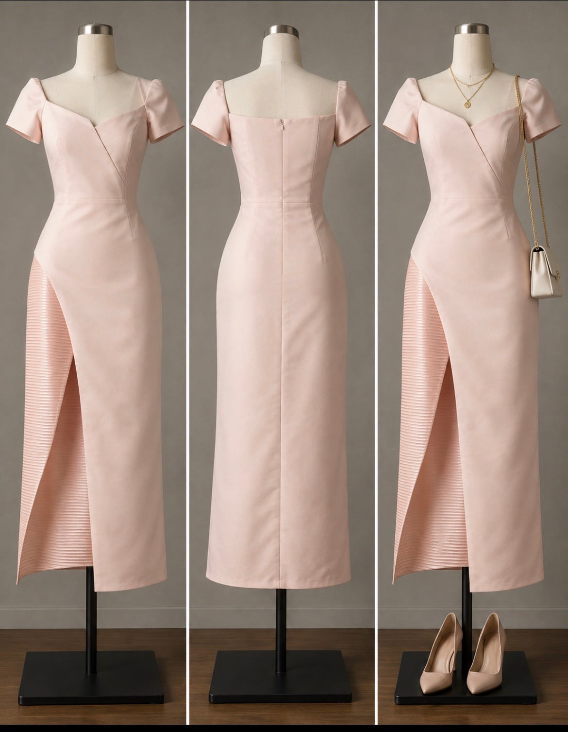 Eliya The Label Blush Pink Structured Midi Dress – Women’s US Size 10 / XL (Cocktail Dress)