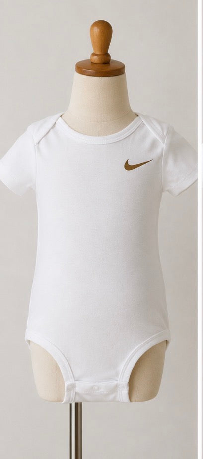 Nike Baby White Short Sleeve Swoosh Bodysuit Onesie